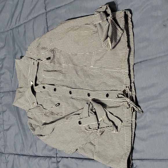 Christopher & Banks button front cinched waist shirt jacket 100% cotton - Picture 8 of 14